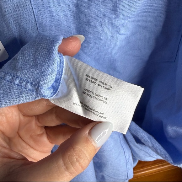 NWT GAP Linen Blend Light Blue Button-Down Top Women’s Size XXL - Picture 4 of 7